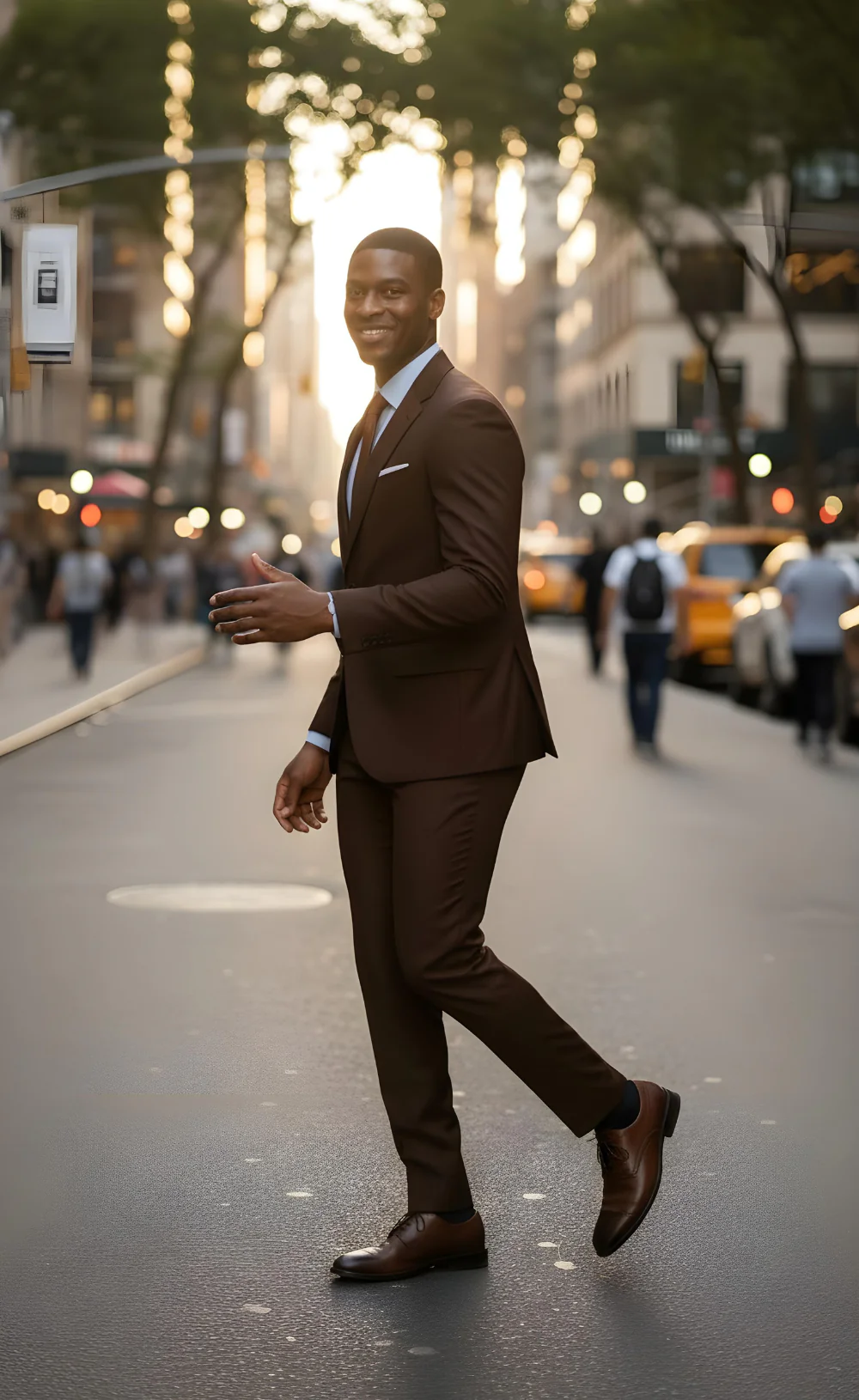 Elegant Chocolate Brown Suit for Men - Image 5